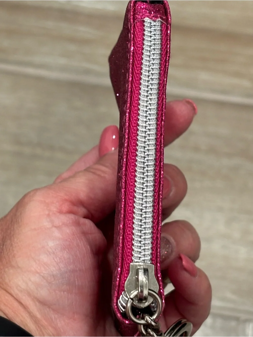 Victoria's Secret Pink Glitter Coin Pouch with Keyring
